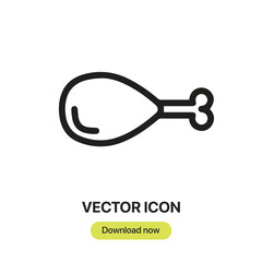 Chicken Leg icon vector. Linear-style sign for mobile concept and web design. Chicken Leg symbol illustration. Pixel vector graphics - Vector.