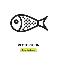 Fish icon vector. Linear-style sign for mobile concept and web design. Fish symbol illustration. Pixel vector graphics - Vector.
