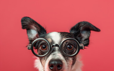 Rat Terrier dog on minimalistic colorful background with Copy Space. Perfect for banners, veterinary ads, pet food promotions, and minimalist designs.