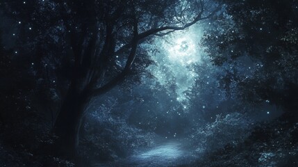 Enchanted Moonlight Forest Path