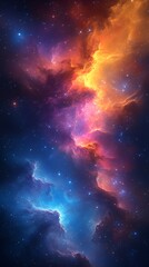 Obraz premium Vibrant Cosmic Nebula with Twinkling Stars Evoking Wonder