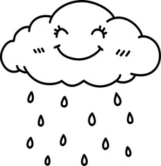 Hand drawn rain clouds cartoon doodle 