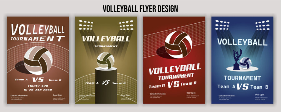 Volleyball Tournament Flyer Template  Championship Sports Event Poster Design Editable EPS for Game Night and Athletic Club Promotion  Perfect for Stock Market Uploads and Easy Customization.