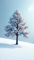 A solitary tree against the backdrop of vast white snow, Winter, Snow