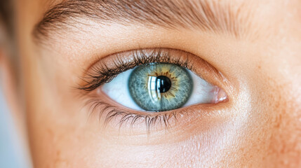 Obraz premium close up of eye filled with excitement and hope, showcasing vibrant colors