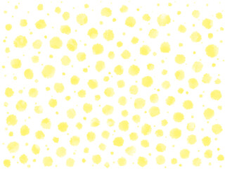 ランダムに並べた手描きのレモンイエローの明るいバブルドット背景