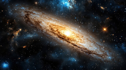 stunning galaxy with bright core and swirling stars in deep space