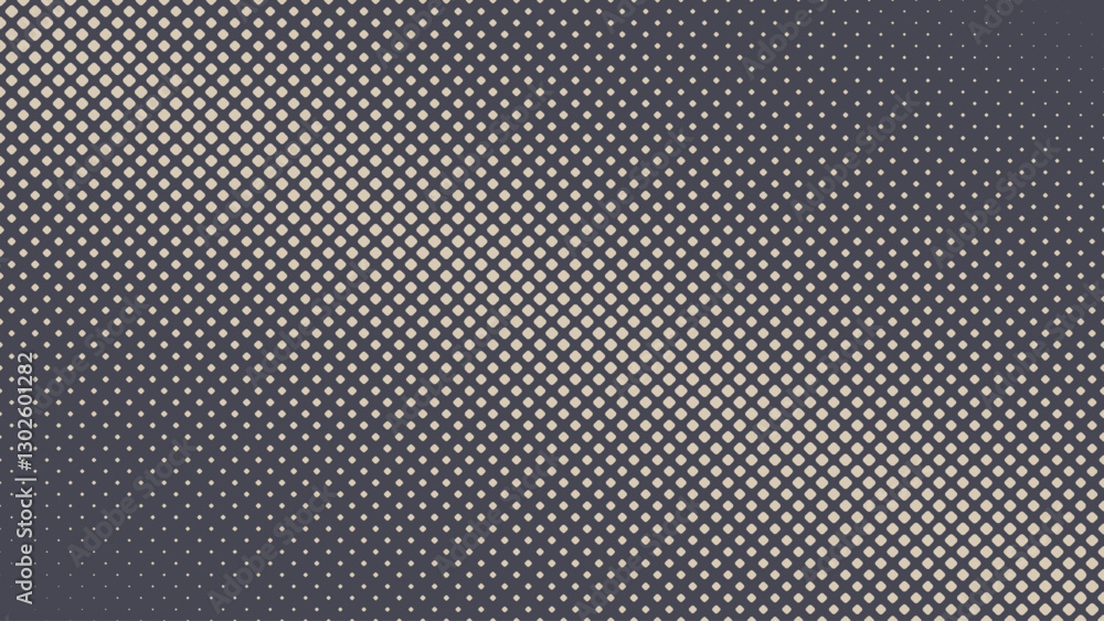 Poster square rounded dots halftone pattern tilted border vector abstract background. rhombus geometric gri