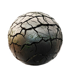 cracked earth globe on white background