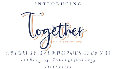 Together Font Stylish brush painted an uppercase vector letters, alphabet, typeface
