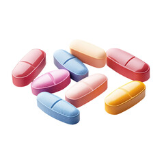 painkiller tablets isolated on transparent background