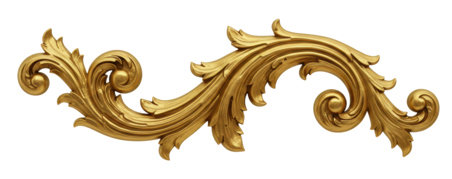 Golden decorative element. 3d rendering