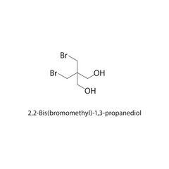 2,2-Bis(bromomethyl)-1,3-propanediol skeletal structure.Halogenated Alcohol compound schematic illustration. Simple diagram, chemical formula.