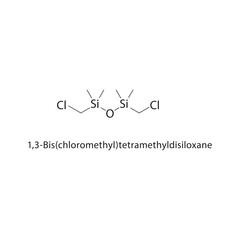1,3-Bis(chloromethyl)-tetramethyldisiloxane skeletal structure.Organosilicon Compound compound schematic illustration. Simple diagram, chemical formula.