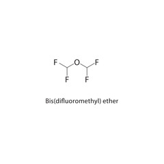 Bis(difluoromethyl) ether skeletal structure.Fluorinated Ether compound schematic illustration. Simple diagram, chemical formula.