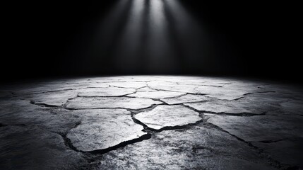 Obraz premium Dramatic Grayscale Spotlight on Cracked Surface