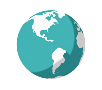 Earth globe illustration with shadow and transparent background