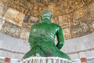 The largest jade Buddha statue in the world is enshrined under the bronze dome with craving...