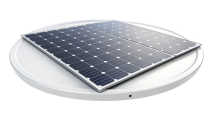 solar panels producing clean ecological electricity at sunset isolated transparent background