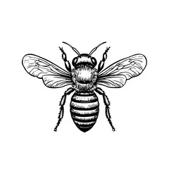 Obraz premium Engraved vector illustration of a bee showcasing intricate details and natural beauty