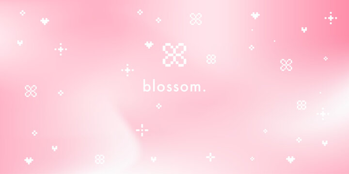 Abstract light pink sakura blossom gradient background. Vector simple and soft light horizontal backdrop. Blurry pastel rose pink gradient background. Y2k aesthetic spring design with pixel flower