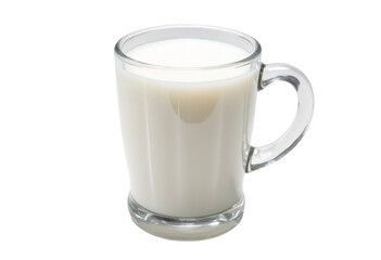 Glass Mug Filled with Milk, transparent background