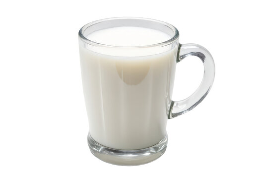 Glass Mug Filled with Milk, transparent background