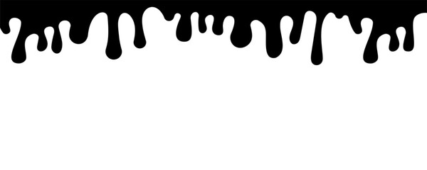 Black dripping ink. Melting liquid. Molten fluid. Vector 10 Eps.