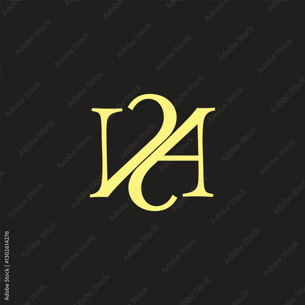 Poster letter va linked curves font simple logo vector