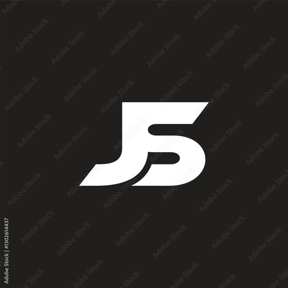Poster letter js simple linked geometric logo vector