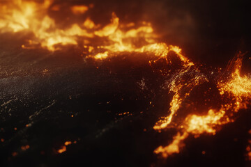 Fototapeta premium Realistic 3D Rendering of Fiery Flames on a Black Background – Dynamic Motion Effect for Dramatic Visual Impact