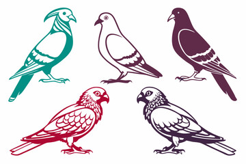 Fototapeta premium set of Pigeon Parrot Silhouette vector illustration