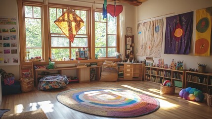 A teacher-centered Waldorf school, with students participating in artistic activities like painting, handcrafting, and theater, all integrated into the curriculum for holistic development.