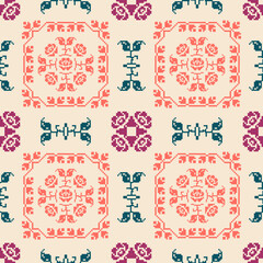 geometric pixel pattern Seamless tribal pattern Native American jewelry Southwestern ethnic decoration style geometric ornament Seamless vector pattern Mexican blankets, scarves, rugs, tiles
