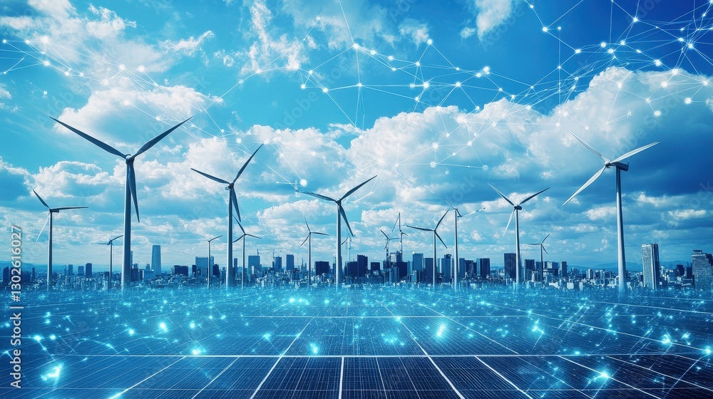 Poster a tech company moving to a green data center powered by renewable energy, effectively cutting down o