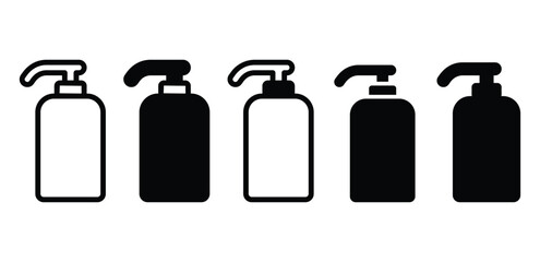 pump bottle icon symbol sign vector design black white color simple illustration set