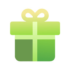 Obraz premium Gradient green gift box icon with bow on transparent background 