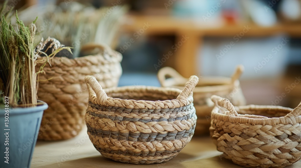 Poster traditional basket-making class where students learn how to weave baskets from natural materials.