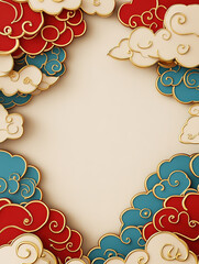 Chinese style gold border auspicious cloud pattern background