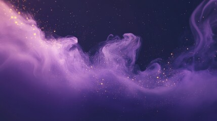 Obraz premium Ethereal Purple and Gold Cosmic Nebula with Stars and Mystical Light Swirls