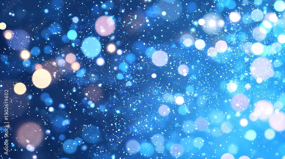 Aufkleber magical blue bokeh with floating light particles creating dreamy atmosphere