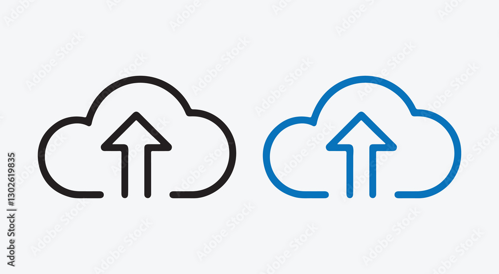 Poster cloud upload icon. cloud storage upload symbol. data transfer cloud icon. file upload to cloud icons