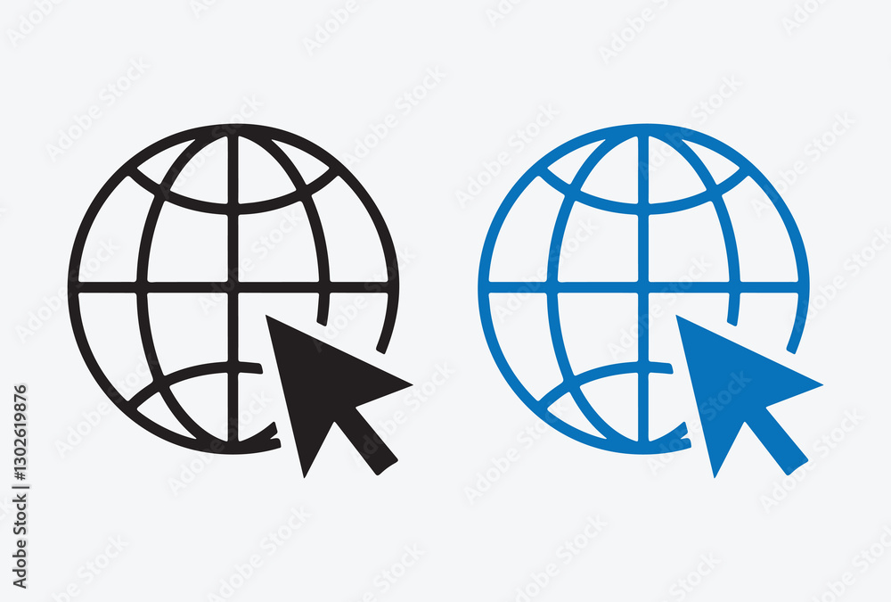 Poster go to web icon. internet access symbol. website navigation arrow icons. open web link vector icons.