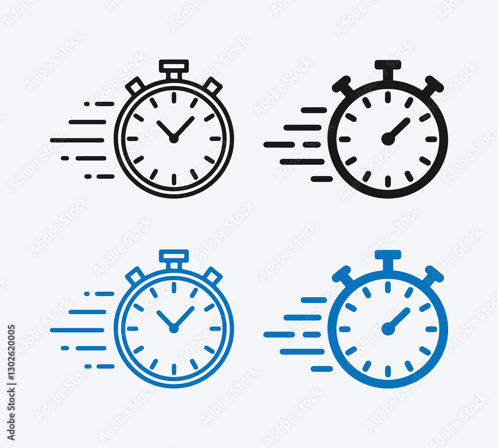 Poster fast stopwatch icons. speed timer stopwatch symbols. running timer icon collection. stopwatch time m