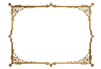 Ornate golden frame with transparent background