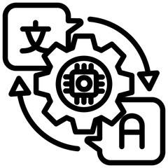 Machine Translation Outline Icon