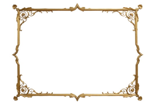 Ornate golden frame with transparent background