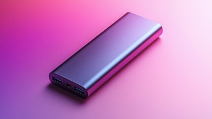 Portable charger power bank on pink background.