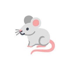 Cartoon cute rat on white background. Little house mice or rat character with long tail. Vector illustration. 