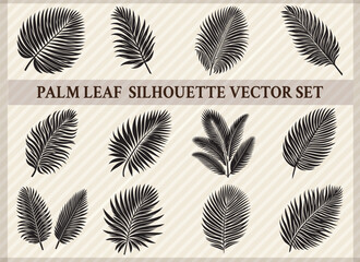 Naklejka premium Elegant Palm Leaf Silhouette Set Black Vector Clipart for Art and Designs